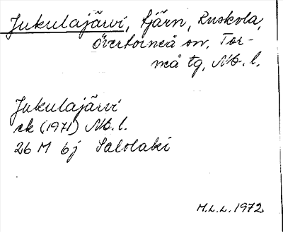 Bild på arkivkortet för arkivposten Jukulajärvi