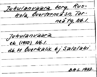 Bild på arkivkortet för arkivposten Jukulanvaara