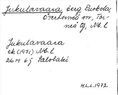 Bild på arkivkortet för arkivposten Jukulavaara