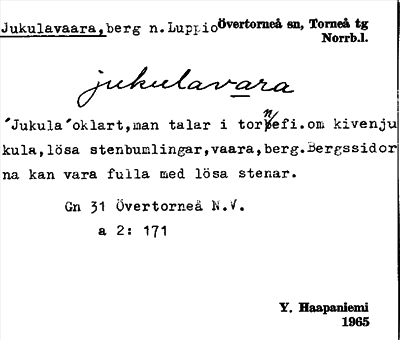 Bild på arkivkortet för arkivposten Jukulavaara