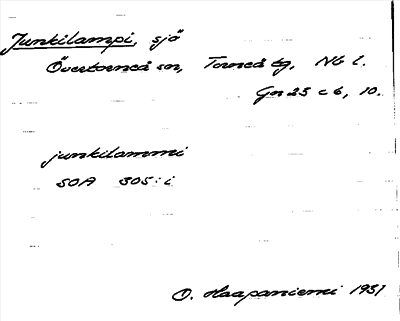 Bild på arkivkortet för arkivposten Junkilampi