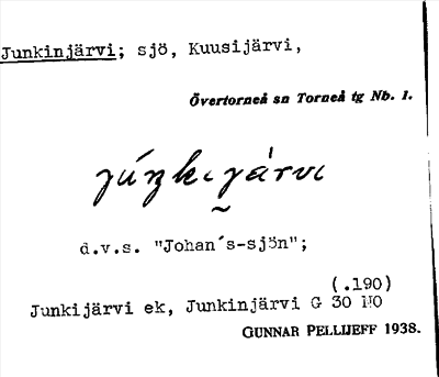 Bild på arkivkortet för arkivposten Junkinjärvi