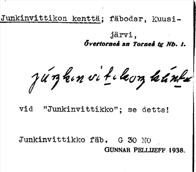 Bild på arkivkortet för arkivposten Junkinvittikon kenttä