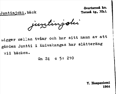 Bild på arkivkortet för arkivposten Juntinjoki