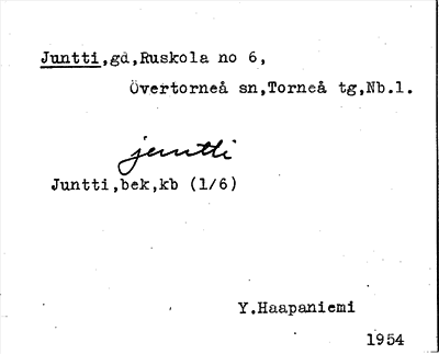 Bild på arkivkortet för arkivposten Juntti