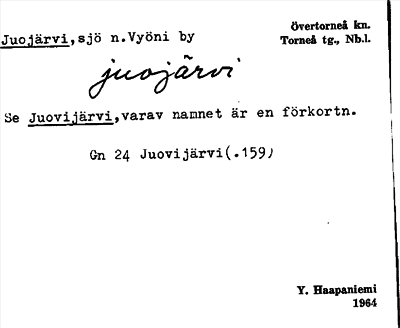 Bild på arkivkortet för arkivposten Juojärvi