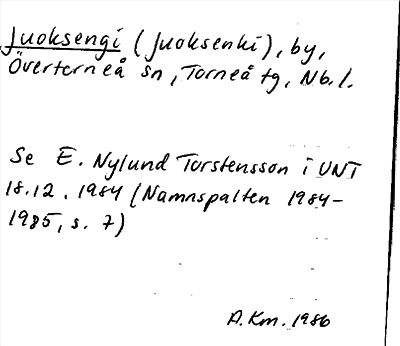Bild på arkivkortet för arkivposten Juoksengi (Juoksenki)