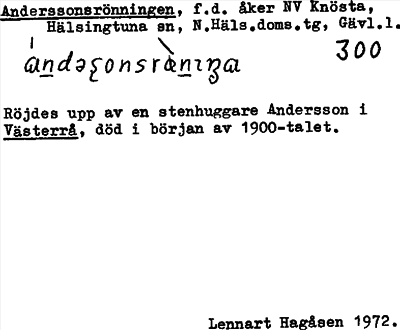 Bild på arkivkortet för arkivposten Anderssonsrönningen
