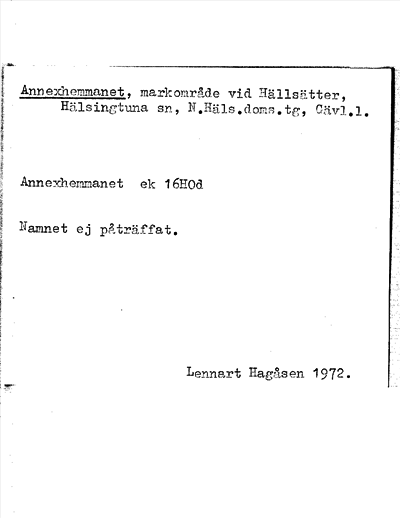 Bild på arkivkortet för arkivposten Annexhemmanet