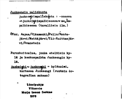 Bild på arkivkortet för arkivposten Juoksengin paliskunta