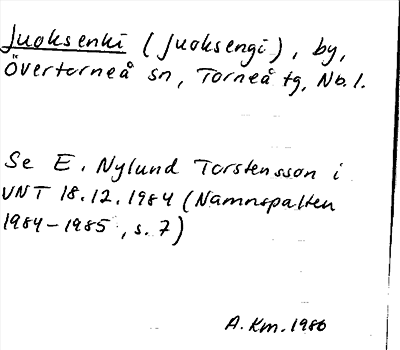 Bild på arkivkortet för arkivposten Juoksenki (Juoksengi)