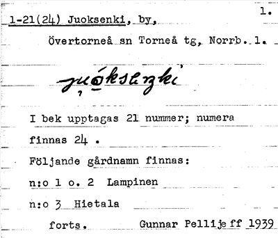Bild på arkivkortet för arkivposten Juoksenki
