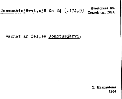 Bild på arkivkortet för arkivposten Juomuatisjärvi