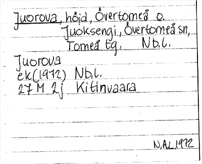 Bild på arkivkortet för arkivposten Juorova