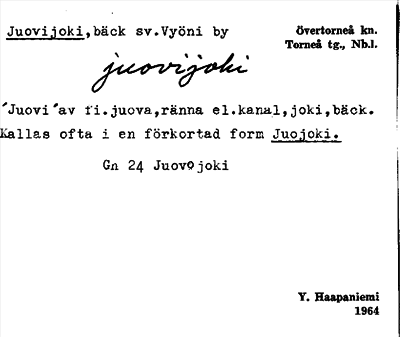 Bild på arkivkortet för arkivposten Juovijoki
