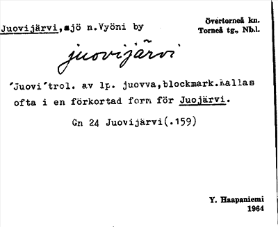 Bild på arkivkortet för arkivposten Juovijärvi