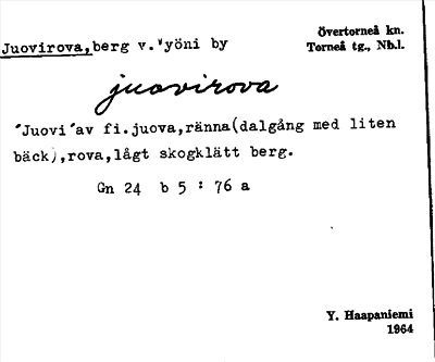 Bild på arkivkortet för arkivposten Juovirova