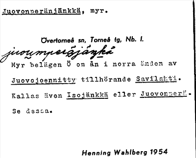 Bild på arkivkortet för arkivposten Juovonperänjänkkä