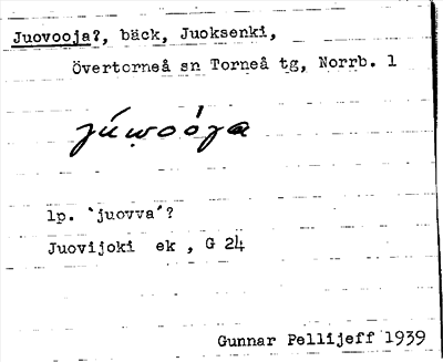 Bild på arkivkortet för arkivposten Juovooja?