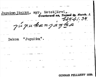 Bild på arkivkortet för arkivposten Jupukanjänkkä