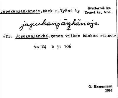 Bild på arkivkortet för arkivposten Jupukanjänkänoja