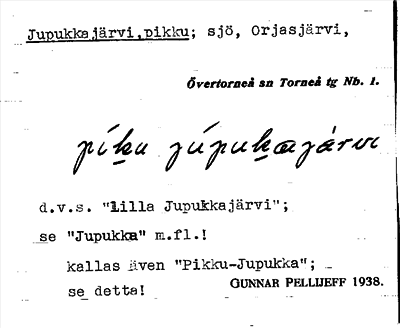 Bild på arkivkortet för arkivposten Jupukkajärvi, pikku
