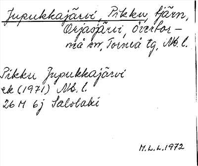 Bild på arkivkortet för arkivposten Jupukkajärvi, Pikku
