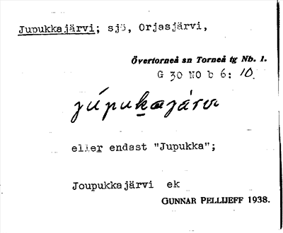 Bild på arkivkortet för arkivposten Jupukkajärvi