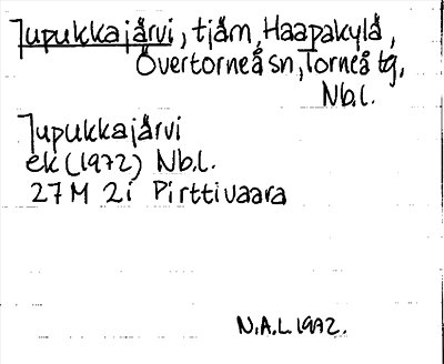 Bild på arkivkortet för arkivposten Jupukkajärvi