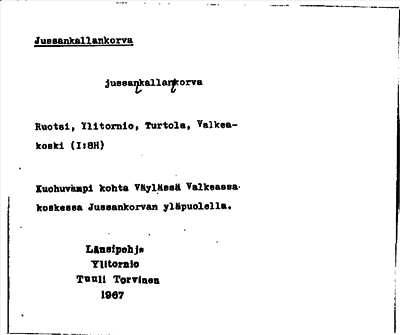 Bild på arkivkortet för arkivposten Jussankallankorva