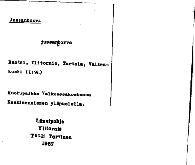 Bild på arkivkortet för arkivposten Jussankorva