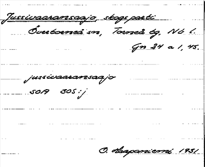 Bild på arkivkortet för arkivposten Jussivaaransaajo