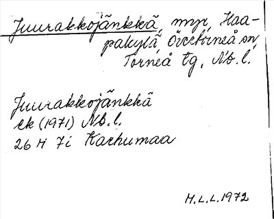 Bild på arkivkortet för arkivposten Juurakkojänkkä