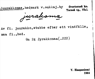 Bild på arkivkortet för arkivposten Juurakkomaa