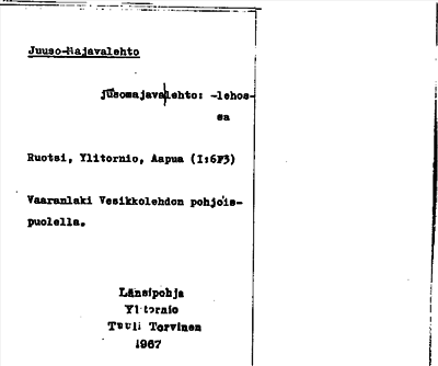 Bild på arkivkortet för arkivposten Juuso-Majavalehto