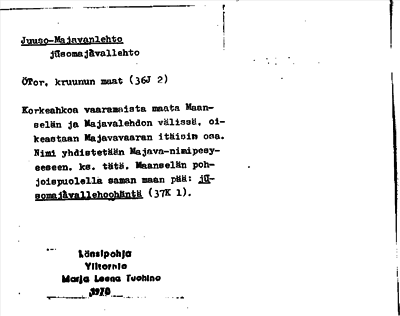 Bild på arkivkortet för arkivposten Juuso-Majavanlehto