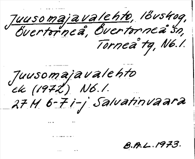 Bild på arkivkortet för arkivposten Juusomajavalehto
