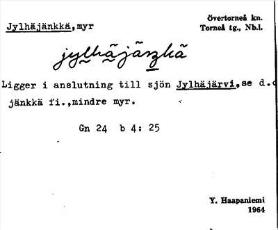 Bild på arkivkortet för arkivposten Jylhäjänkkä