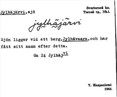 Bild på arkivkortet för arkivposten Jylhäjärvi
