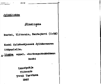 Bild på arkivkortet för arkivposten Jylhälinkka