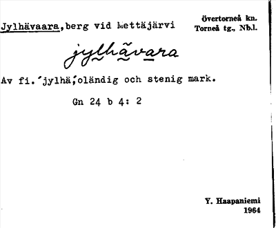 Bild på arkivkortet för arkivposten Jylhävaara