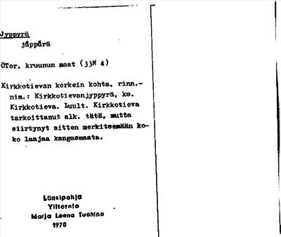 Bild på arkivkortet för arkivposten Jyppyrä