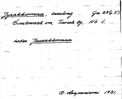 Bild på arkivkortet för arkivposten Jyrakkomaa