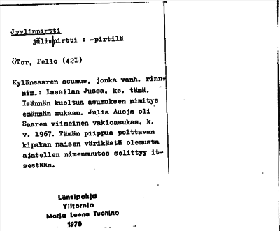 Bild på arkivkortet för arkivposten Jyylinpirtti