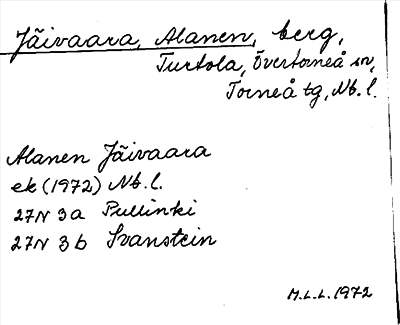 Bild på arkivkortet för arkivposten Jäivaara, Alanen