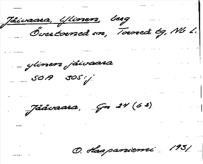 Bild på arkivkortet för arkivposten Jäivaara, Ylinen
