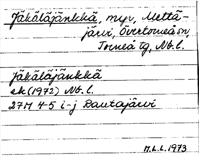 Bild på arkivkortet för arkivposten Jäkäläjänkkä
