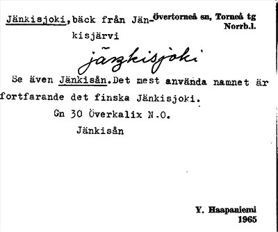 Bild på arkivkortet för arkivposten Jänkisjoki