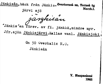 Bild på arkivkortet för arkivposten Jänkisån