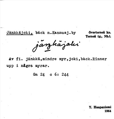 Bild på arkivkortet för arkivposten Jänkkäjoki